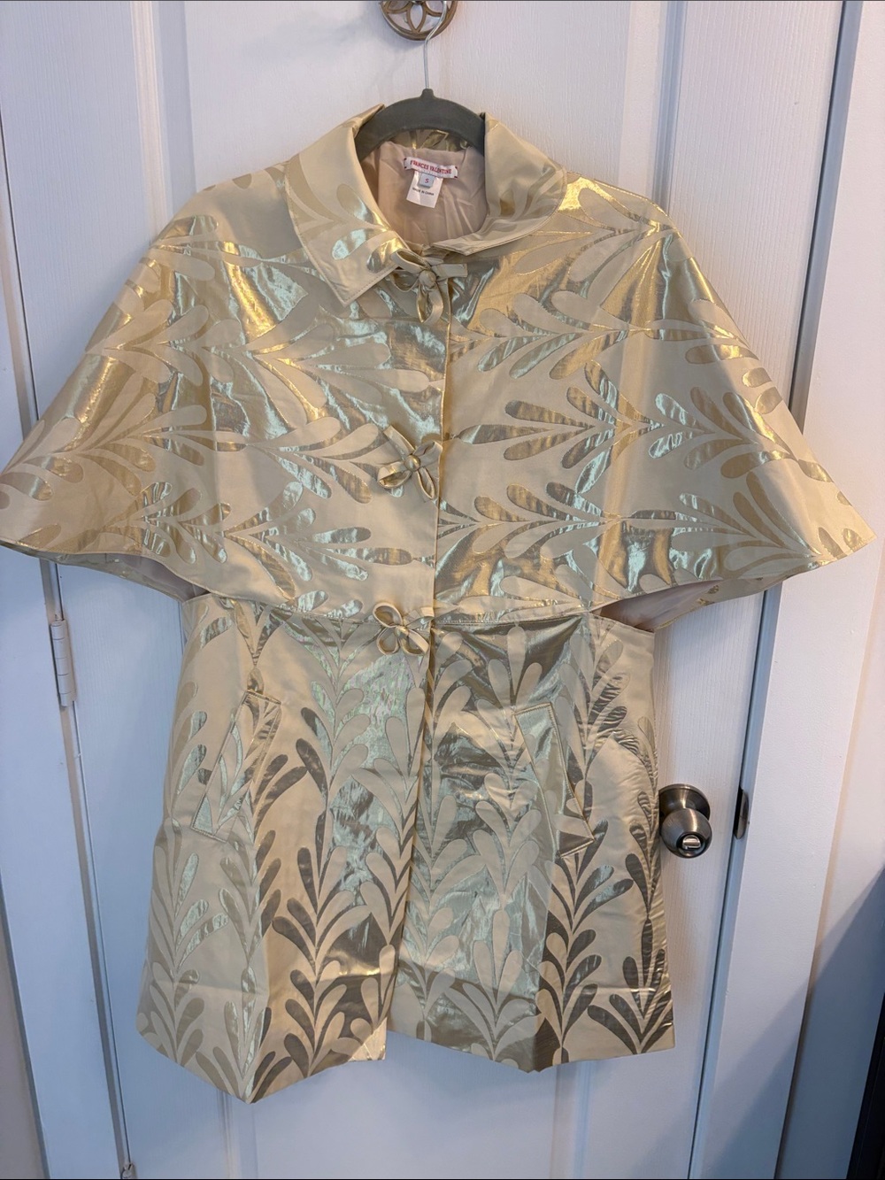 Frances Valentine Gold Brocade Cape Pea Coat